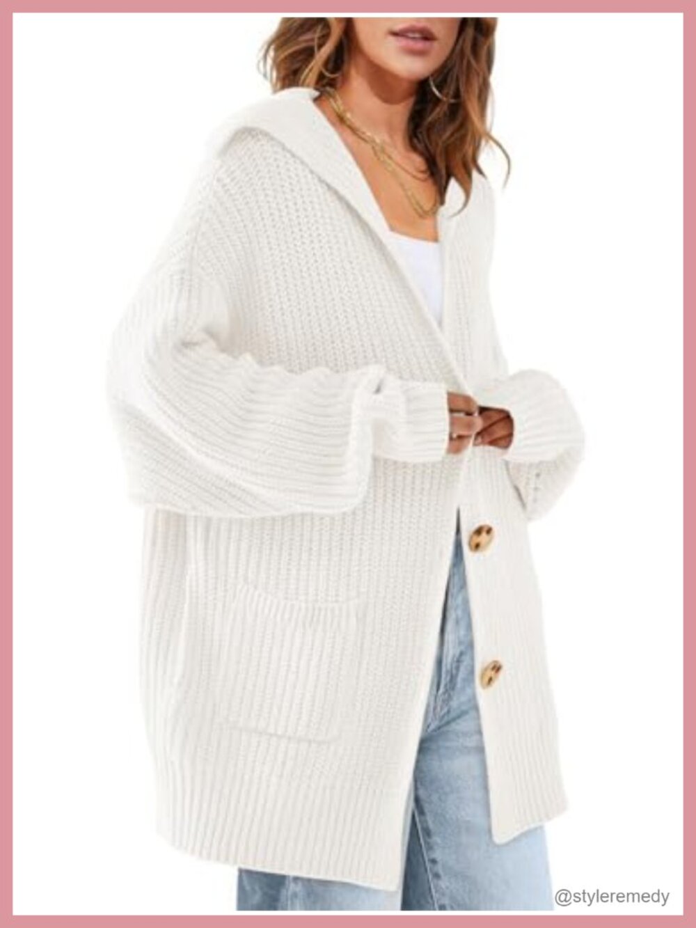 Oversized Sailor Collar Cardigan Chunky Knit Long Sleeve Sweater Coat with